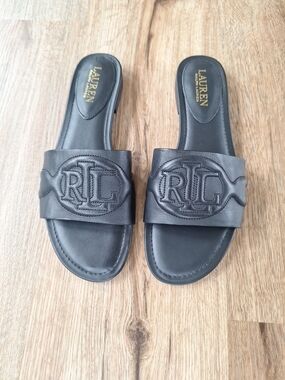 NEW Lauren Ralph Lauren Alegra III Leather Slide Sandal Size 9